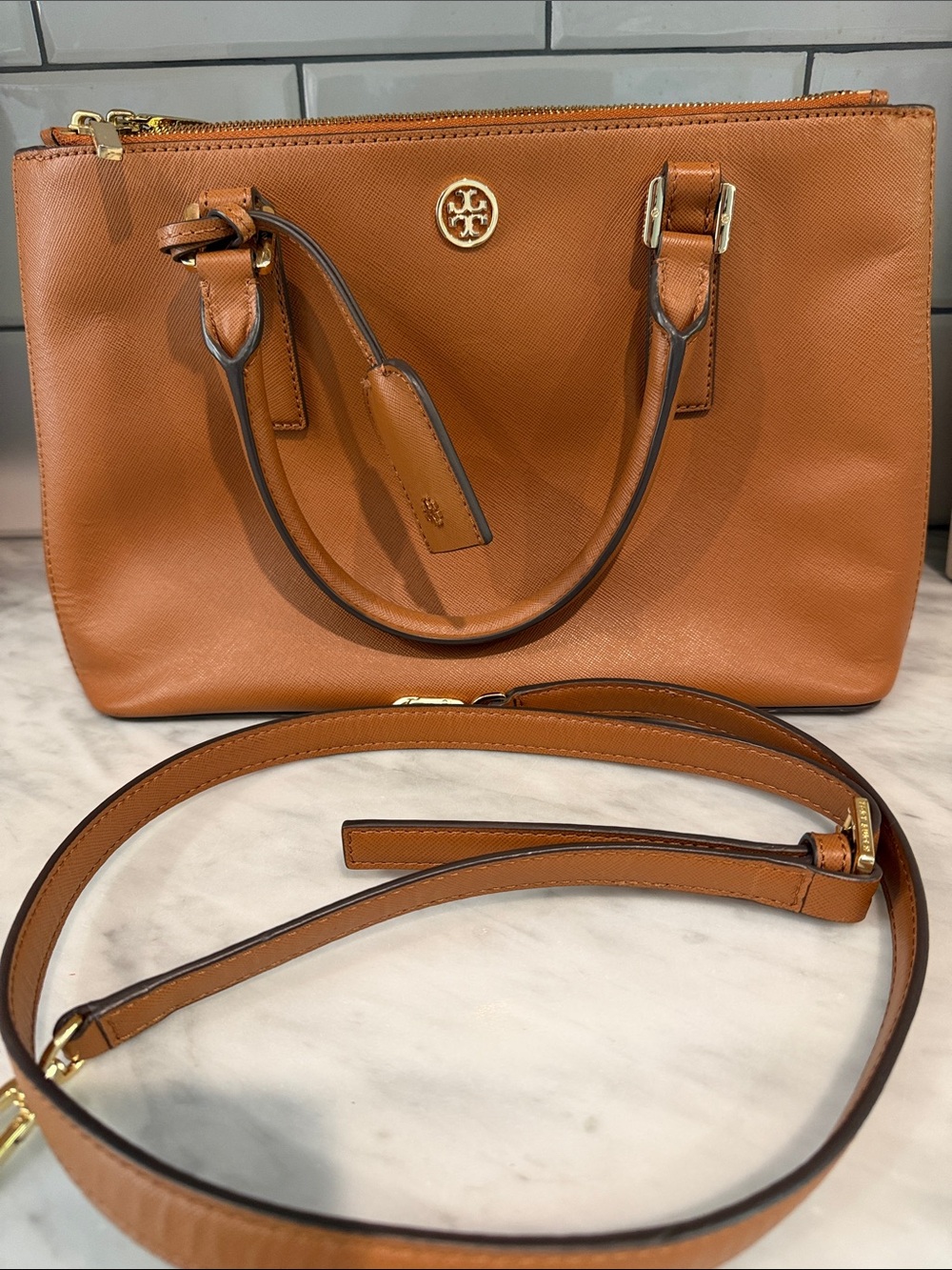 Beautiful Vintage Tory Burch Robinson Mini Double-Ziptote